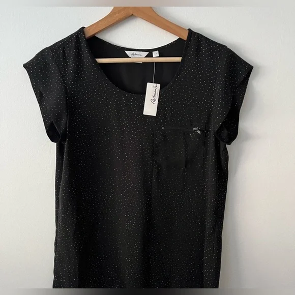 NWT Reitmans Black Cap Sleeve sequin blouse small PTP 19inch - Picture 2 of 7